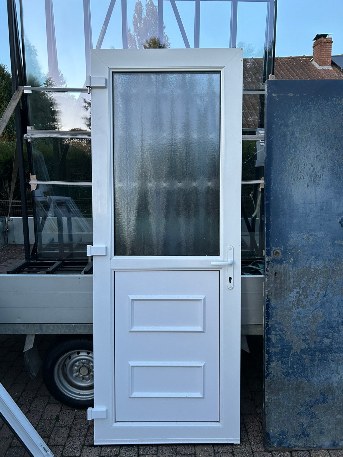Porte d'entrée en PVC avec cadre, Porte extérieure, Synthétique, Enlèvement, 215 cm ou plus