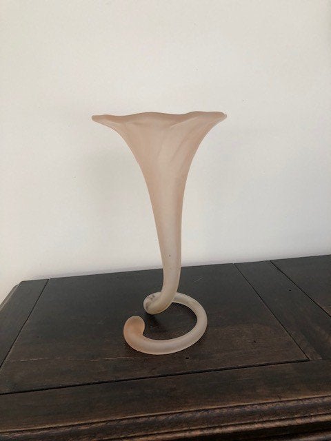 Vase design en verre dépoli rose, Convient pour fleurs séchées, Rose, Verre, Enlèvement