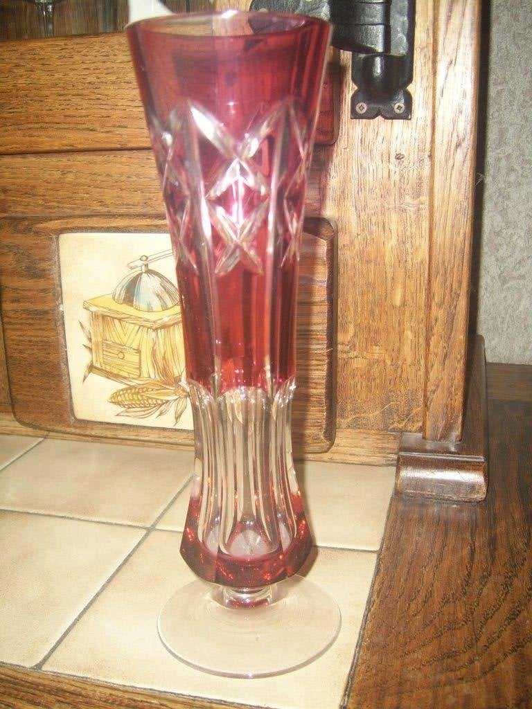 très beau vase en cristal  du val saint lambert, Enlèvement ou Envoi