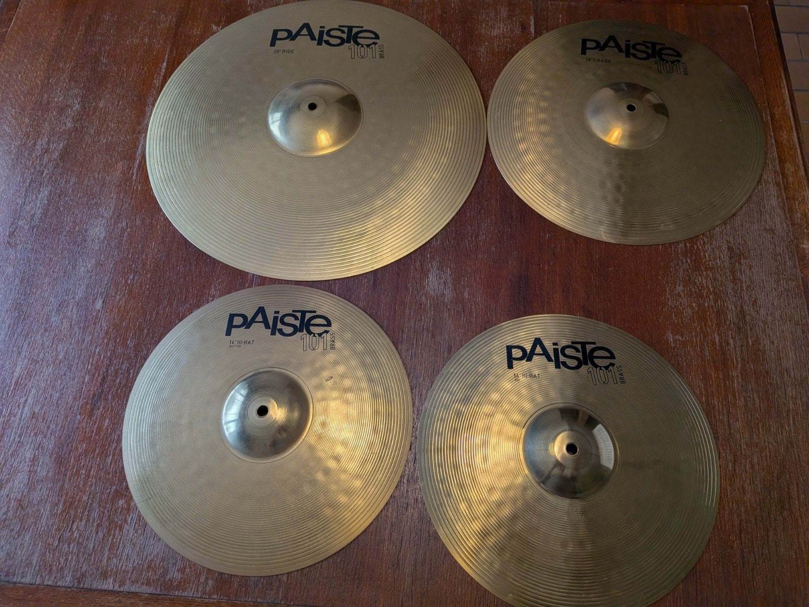 Paiste 101 brass set - crash, hi-hat en Ride, Muziek en Instrumenten, Drumstellen en Slagwerk, Ophalen, Zo goed als nieuw, Overige merken
