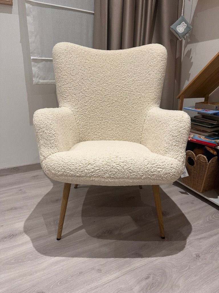 Fauteuil beige teddy, Ophalen, Teddy, 75 tot 100 cm, Zo goed als nieuw