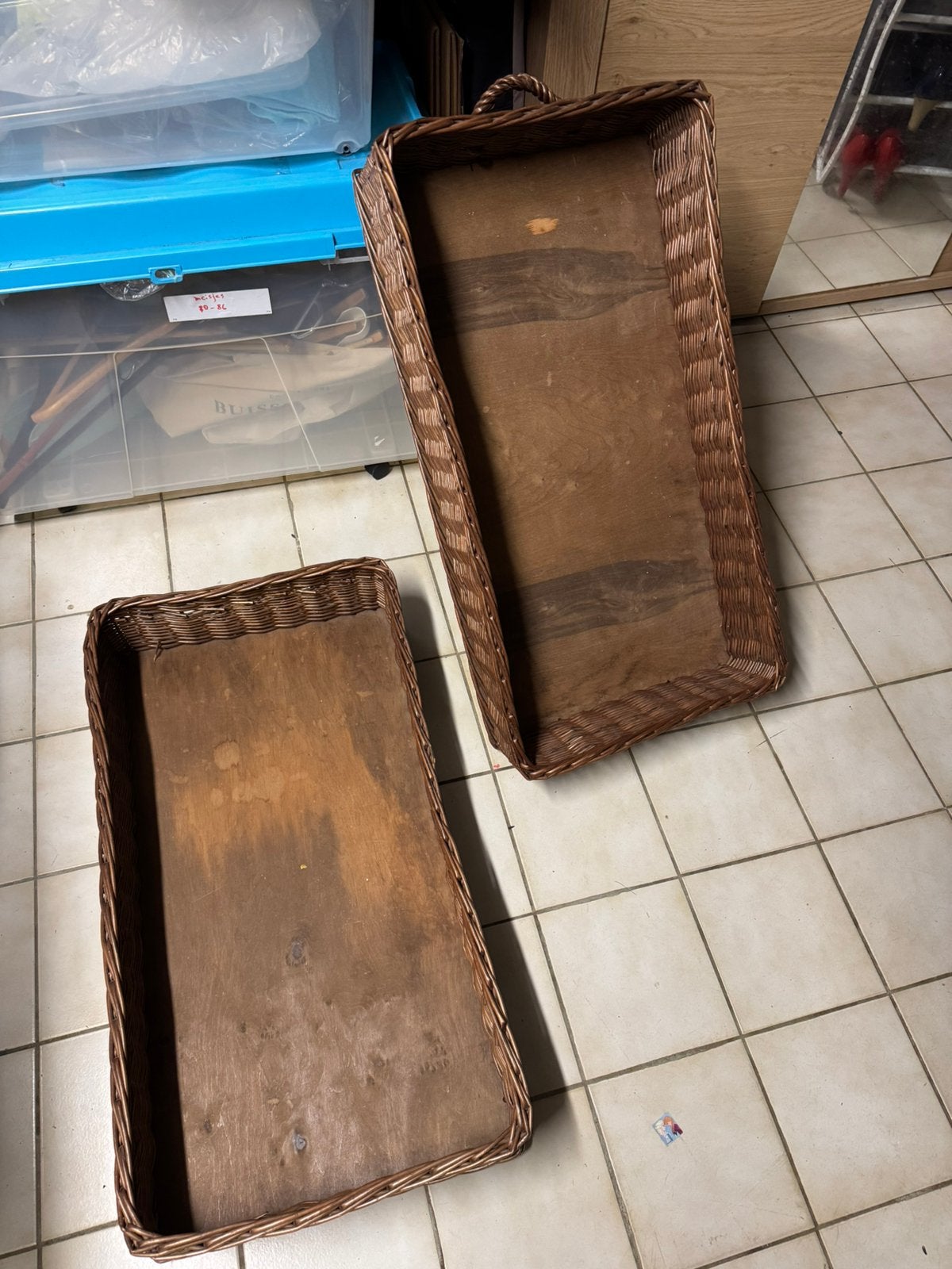 2 grote rieten manden ( 76-40 cm), Ophalen, Gebruikt