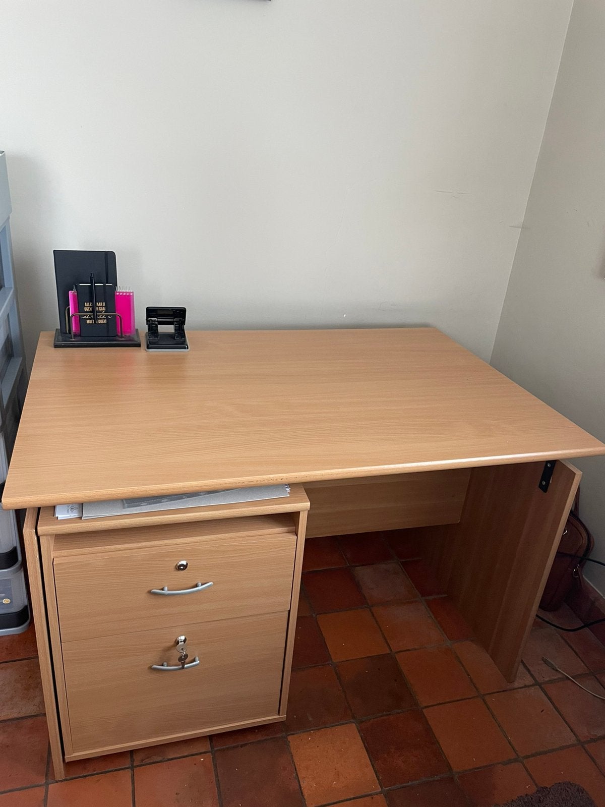 Bureau met ladenblok, Classique, Enlèvement, Avec tiroirs, Bois