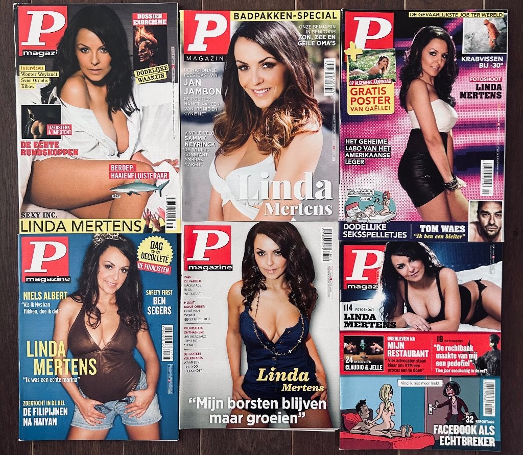 Bundel 7 P magazines - Linda Mertens, Verzenden, Gelezen, Gossip of Showbizz