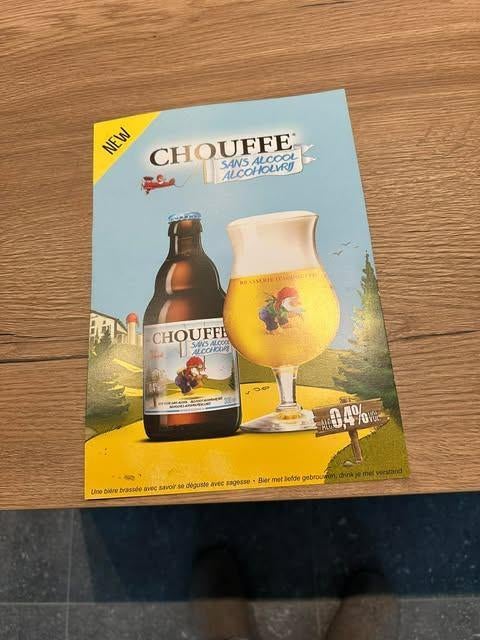 Carton léger sans alcool publicitaire Chouffe, Collections, Enlèvement ou Envoi, Neuf, Panneau, Plaque ou Plaquette publicitaire