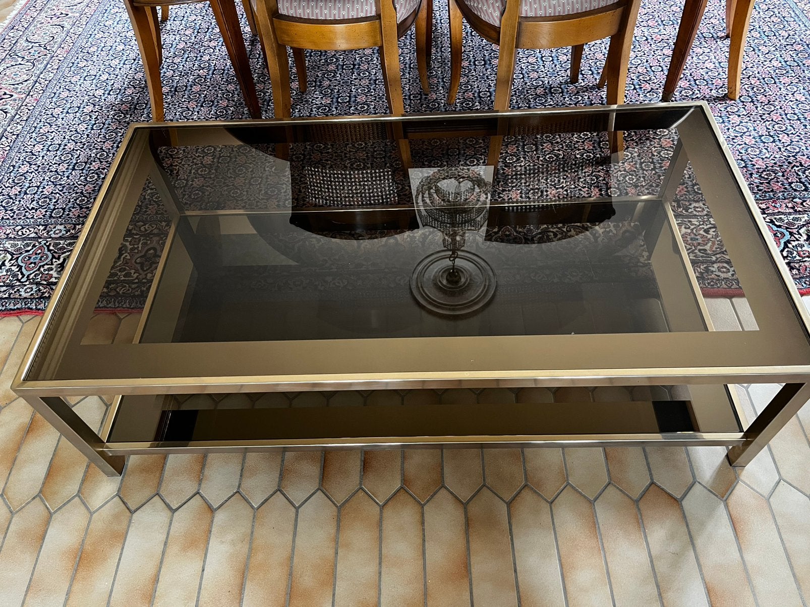 Glazen salontafel, Huis en Inrichting, Ophalen, Gebruikt, 100 tot 150 cm, 50 tot 100 cm