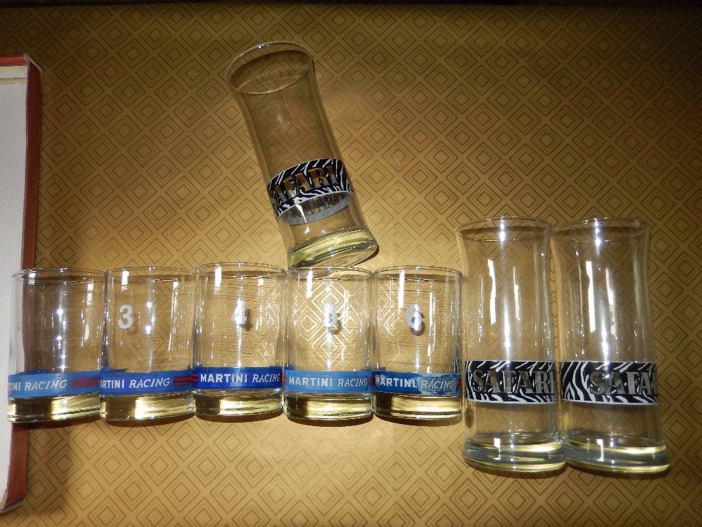 5 MARTINI RACING & 3 SAFARI GLAZEN, Enlèvement ou Envoi, Comme neuf, Autres types