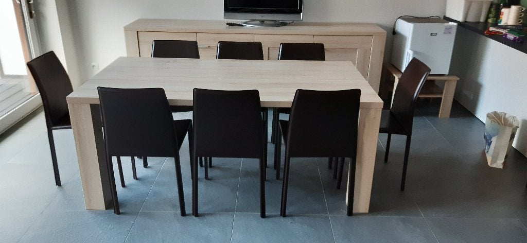 Stevige houten tafel, eettafel, werktafel of hobbytafel, Ophalen of Verzenden, Gebruikt, Rechthoekig