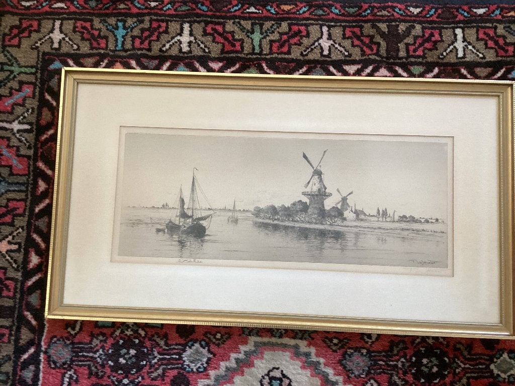 Gravure  getekend Frederick Leo Hunter. P001/Ba., Ophalen of Verzenden, Gravure