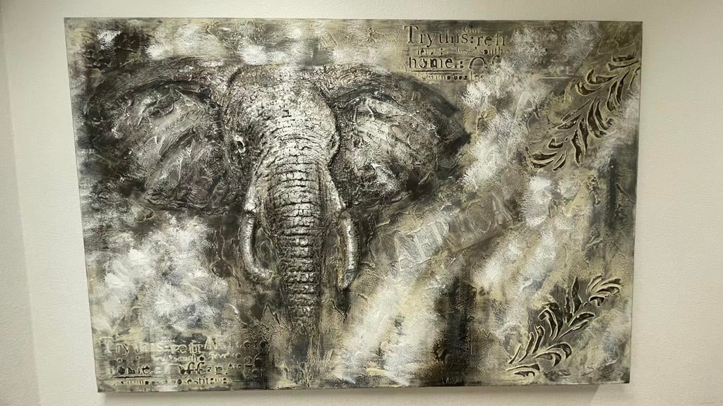 XXL Grey Giant 3D schilderij, 120 x 180 x 5, handgeschilderd, Ophalen