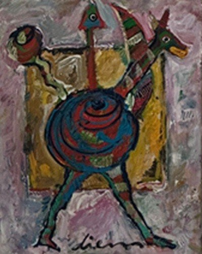 Peter Diem - "Mali Rider", Antiek en Kunst, Kunst | Schilderijen | Modern, Ophalen, Handgeschilderd, Acrylverf