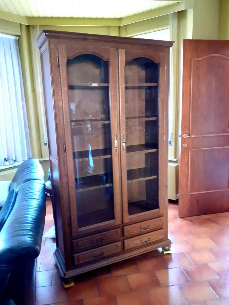 Bibliothèque en chêne avec portes, Maison & Meubles, 25 à 50 cm, Avec tablette(s), Comme neuf, 100 à 150 cm