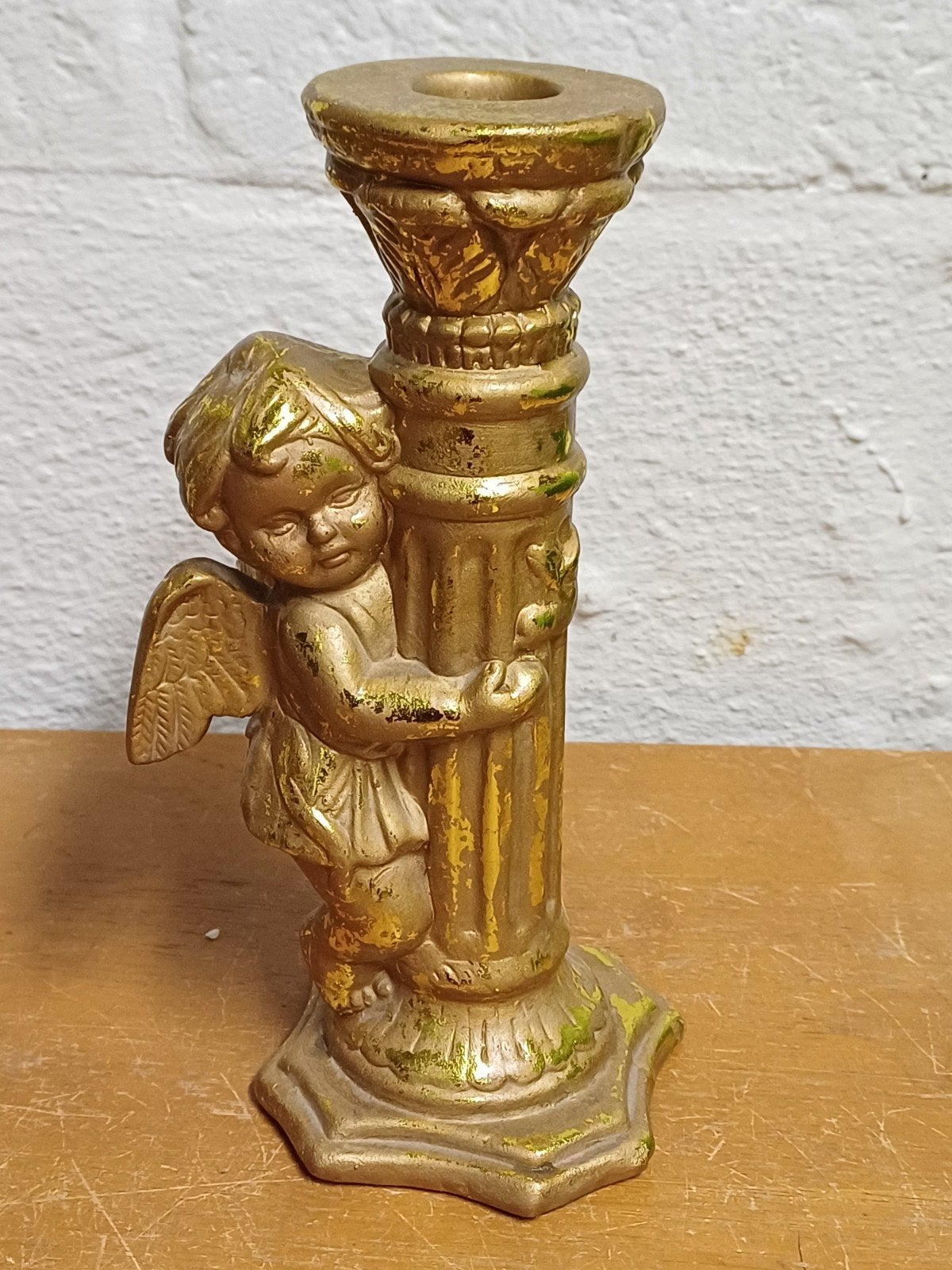 goudkleurige kandelaar, Gebruikt, Ophalen of Verzenden, Klassiek, Grijs
