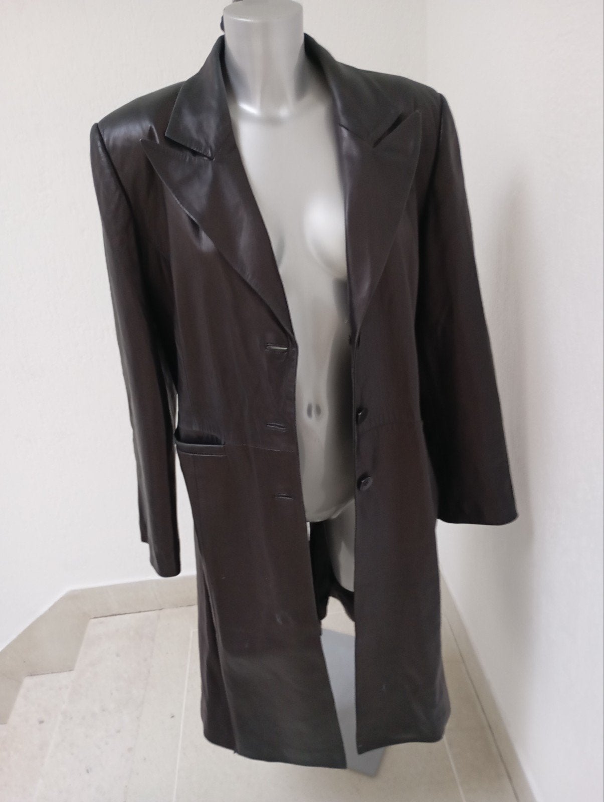 lange lederen jas maat 42-44, Kleding | Dames, Ophalen of Verzenden, Maat 42/44 (L)