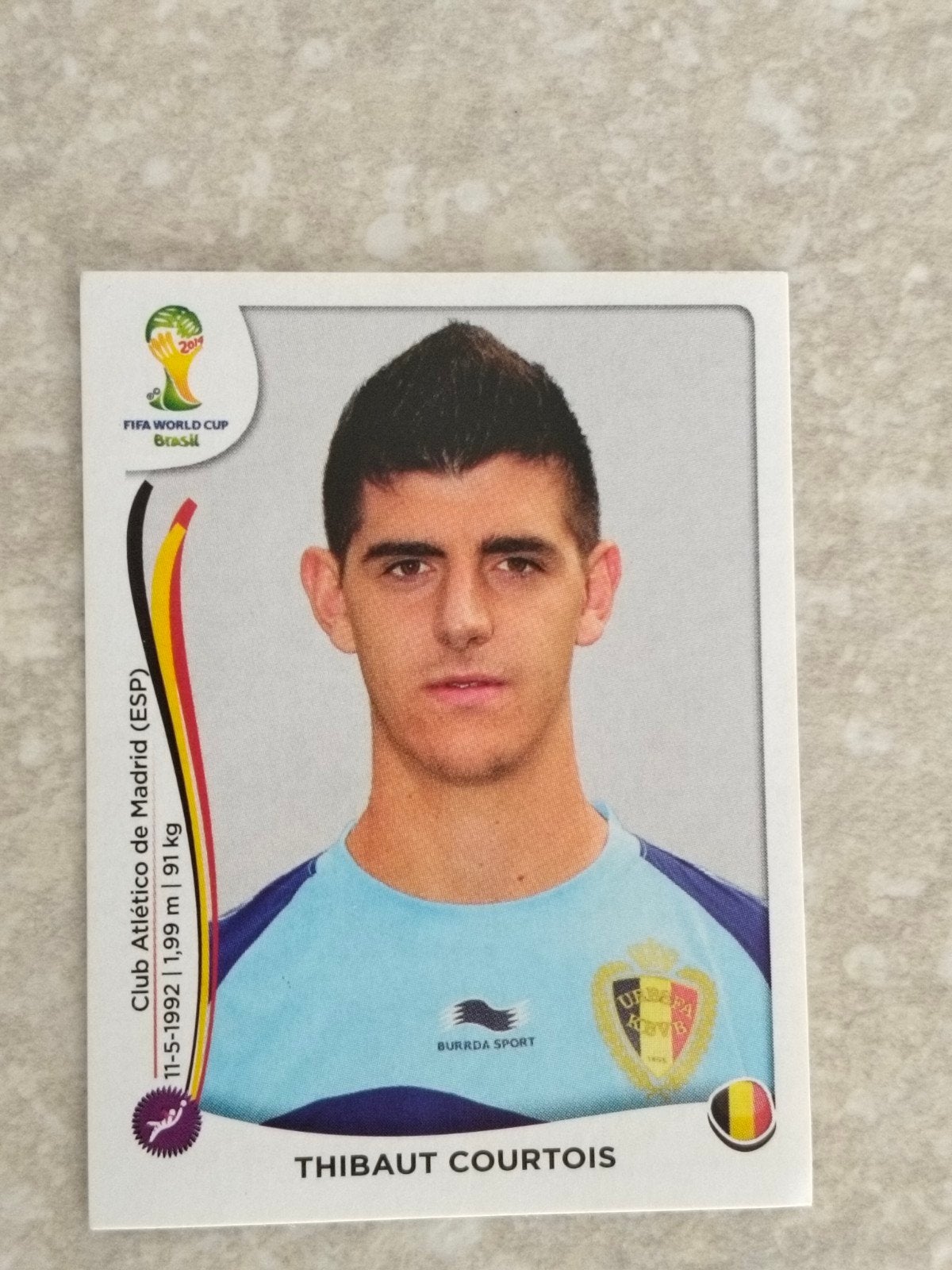Panini sticker WK 2014 Thibaut Courtois België, Ophalen of Verzenden, Sticker