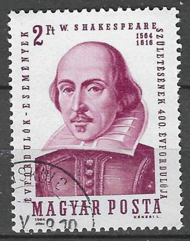 Hongrie 1964 - Yvert 1646 - William Shakespeare (ST), Envoi, Affranchi