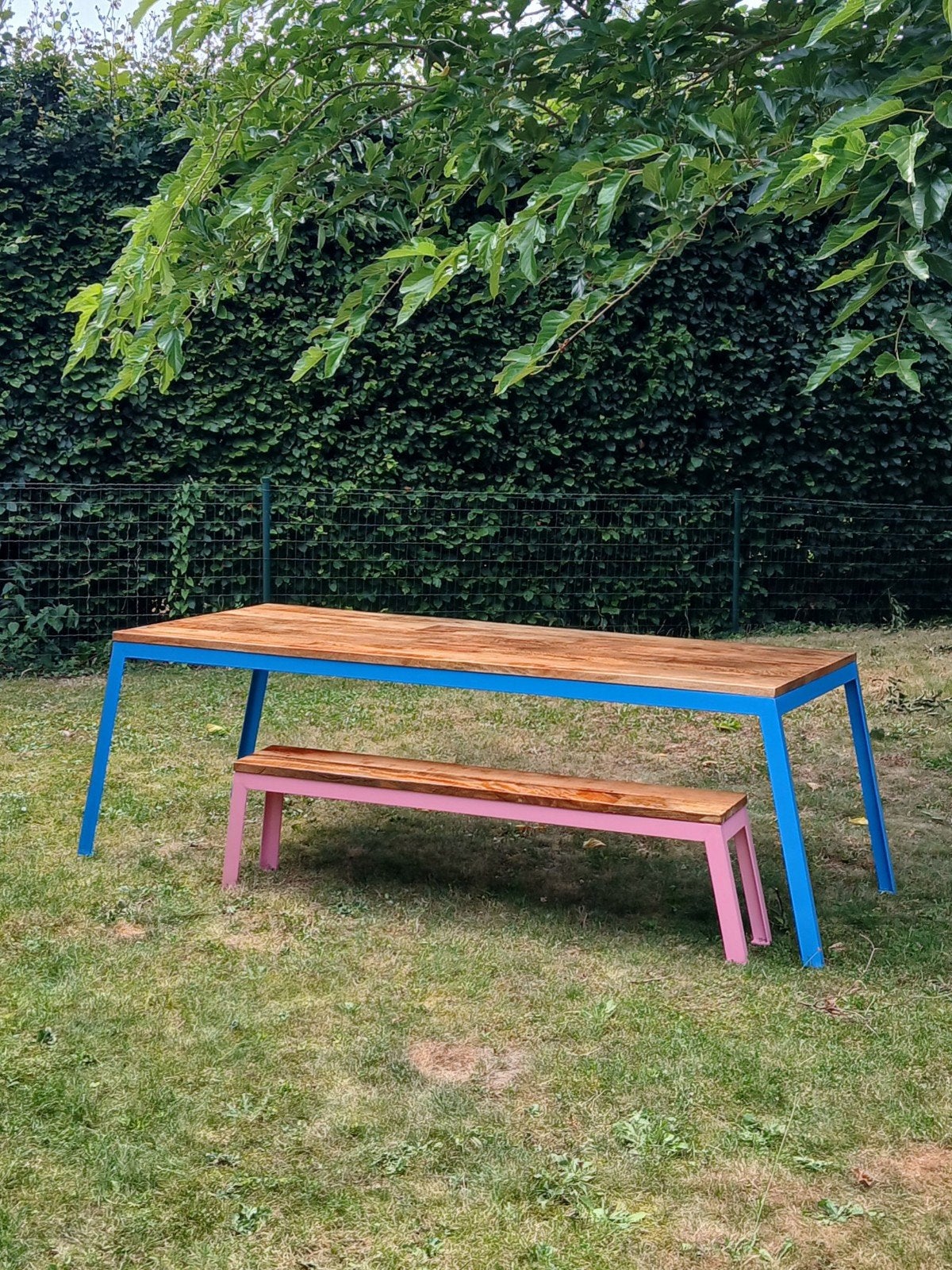 Grote stevige tafel 215cm, Ophalen, 200 cm of meer, 50 tot 100 cm, Zo goed als nieuw