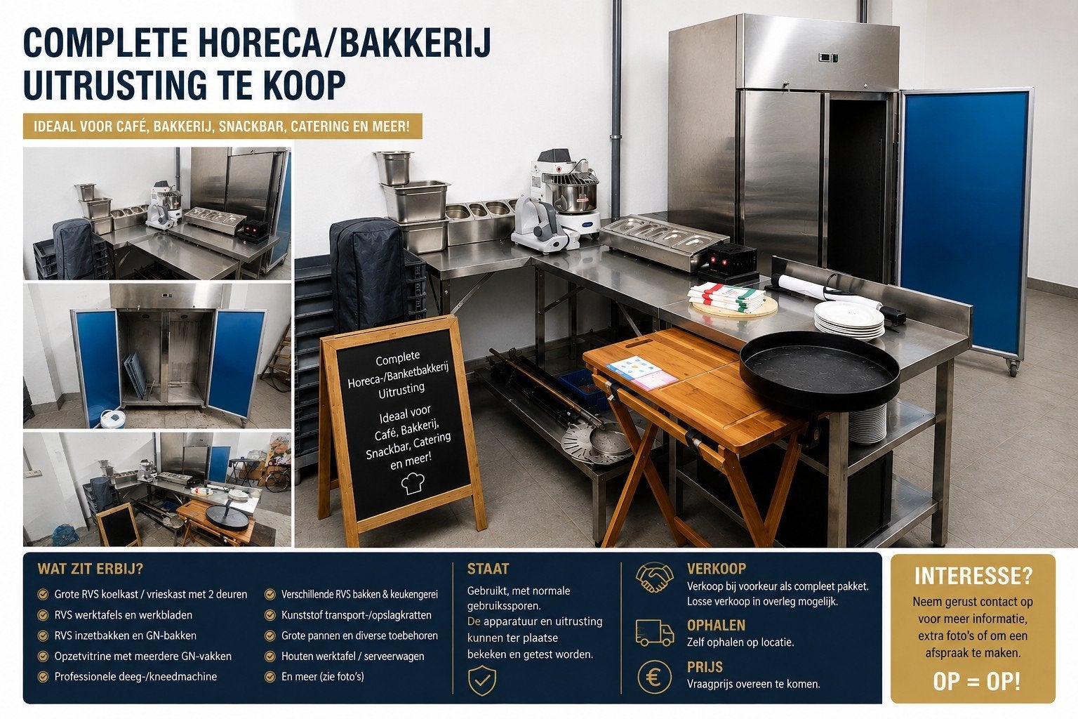 Complete horeca-/bakkerijuitrusting te koop, Articles professionnels, Horeca | Équipement de cuisine, Enlèvement