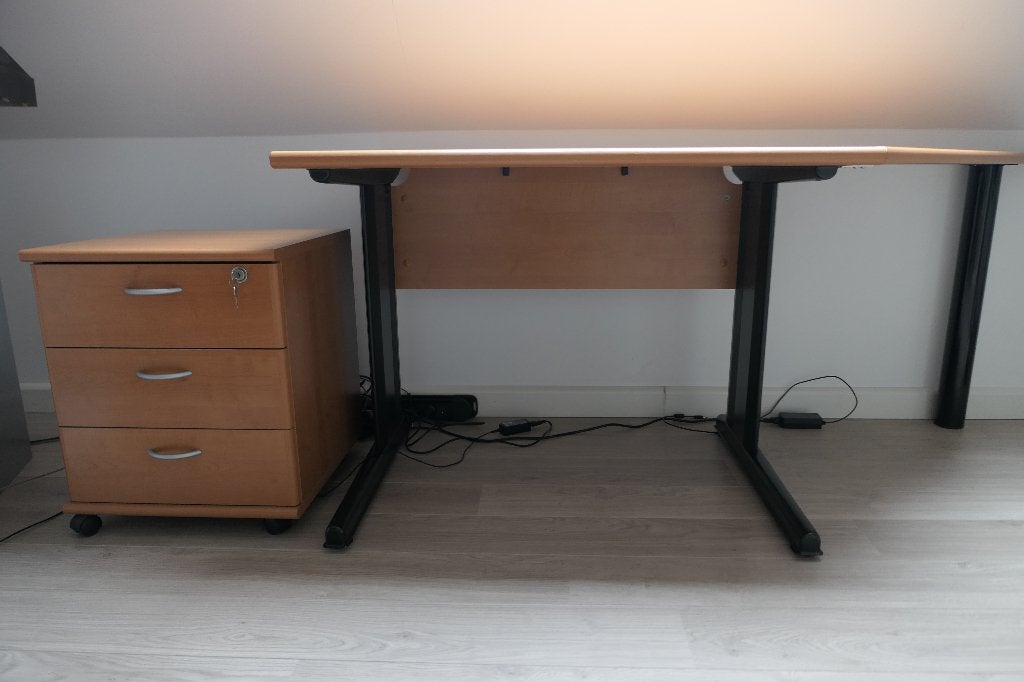 3-delig bureau, Huis en Inrichting, Ophalen, Gebruikt, Spaanplaat of MDF, Bureau-kast combinatie