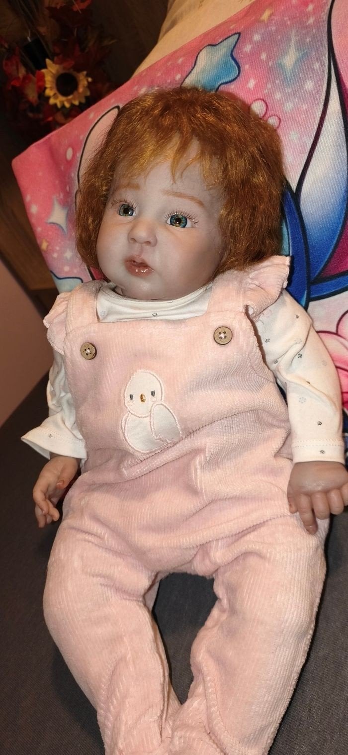 poupée Reborn 47 cm + peluche Angel 38 cm, Enlèvement ou Envoi, Poupée, Utilisé, Réaliste ou Reborn