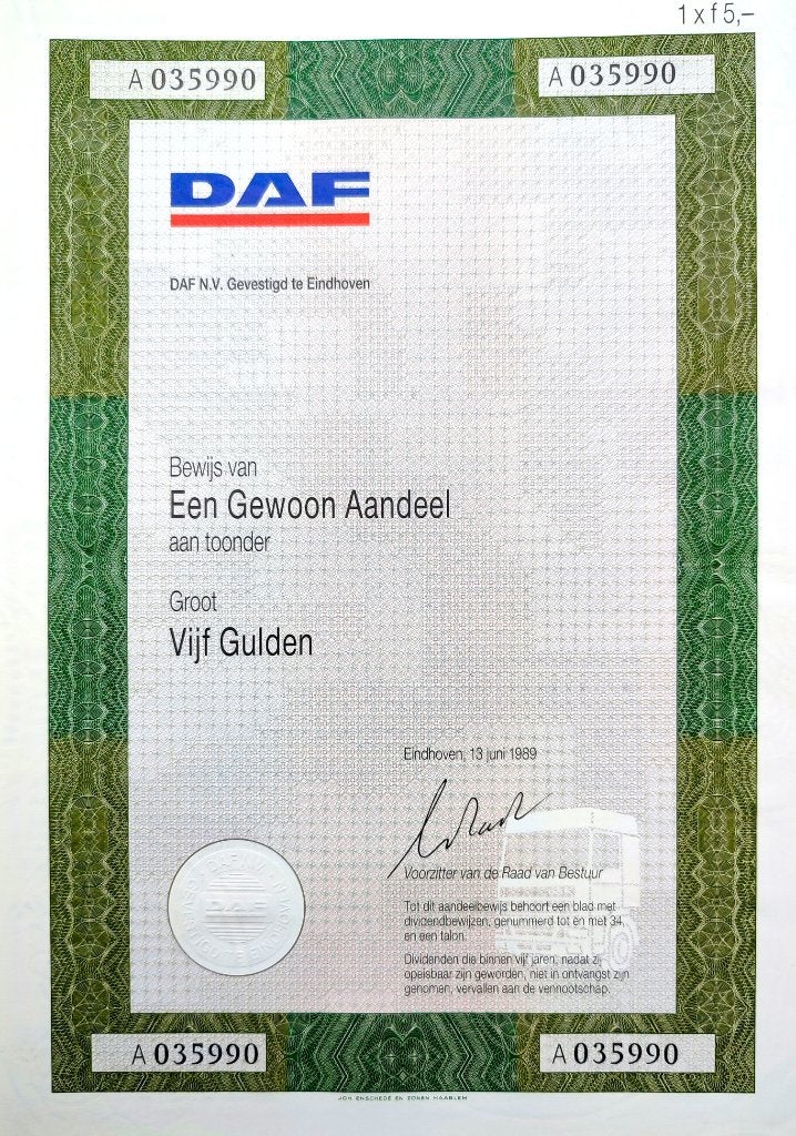 DAF (vrachtwagens & auto's) 1989, Timbres & Monnaies, Enlèvement ou Envoi, 1970 à nos jours, Action