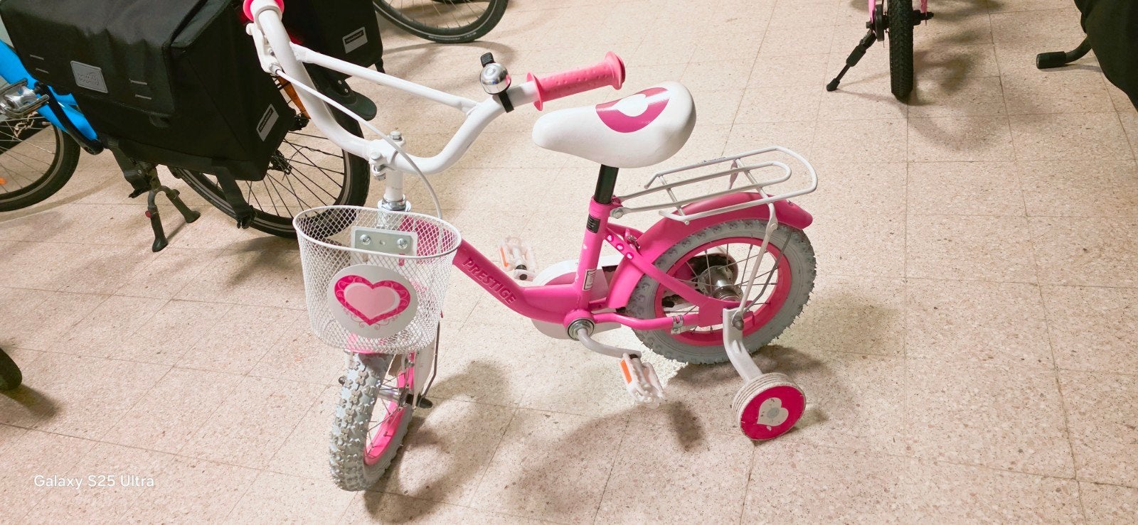 Roze kinderfiets Prestige 12 inch, Ophalen