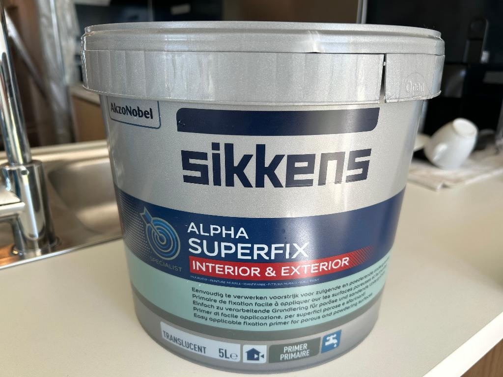 Sikkens Alpha Superfix 5 Liter ongebruikt, Doe-het-zelf en Bouw, Verf, Beits en Lak, Ophalen, Overige kleuren, 5 tot 10 liter