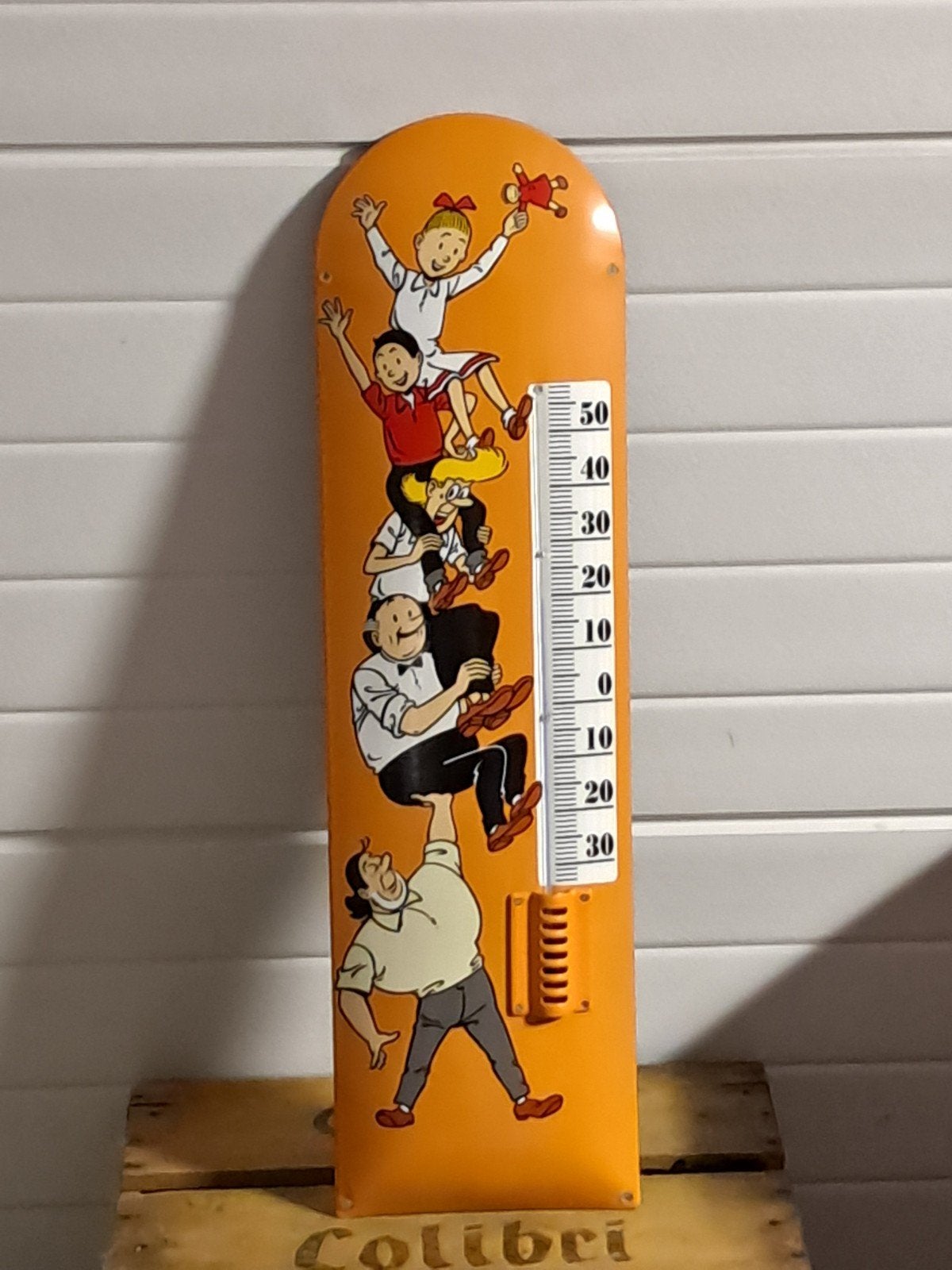 Thermomètre à plaque publicitaire en émail Suske et Wiske 19, Enlèvement ou Envoi