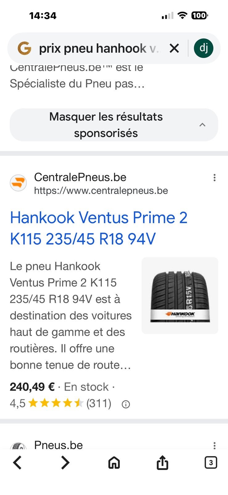 4 235/45/r18 94v Hankook Ventus Prime 2-banden, Auto-onderdelen, Ophalen, Band(en)
