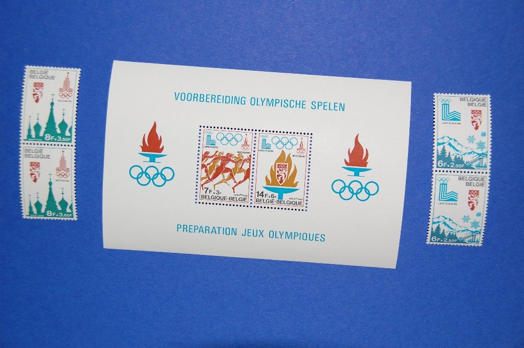 BELGIË : Olympics 1980 Lake Placid, Postzegels en Munten, Verzenden, Olympische Spelen, Postfris, Postfris