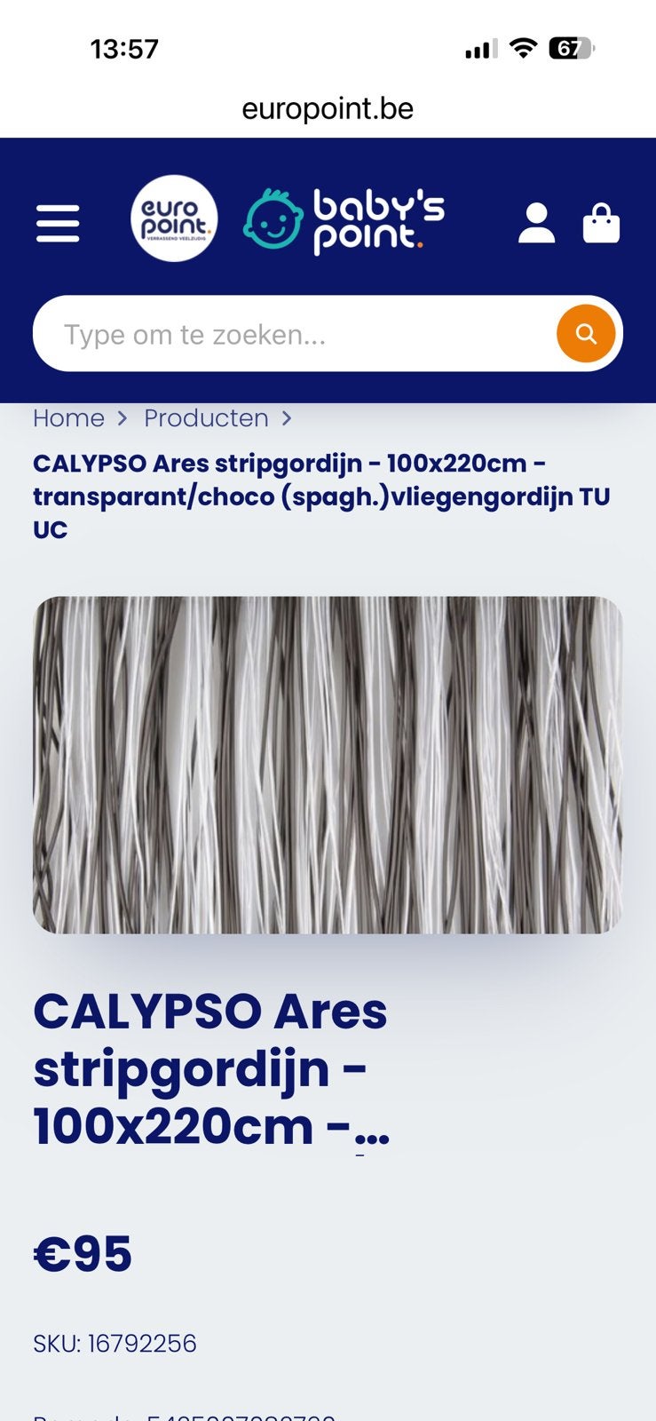 Calypso Ares vliegengordijn, Kunststof, 80 tot 100 cm, 215 cm of meer, Overige typen