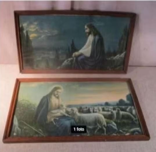 2 Mooie Oude Prenten van Christus - 40x23, Ophalen of Verzenden