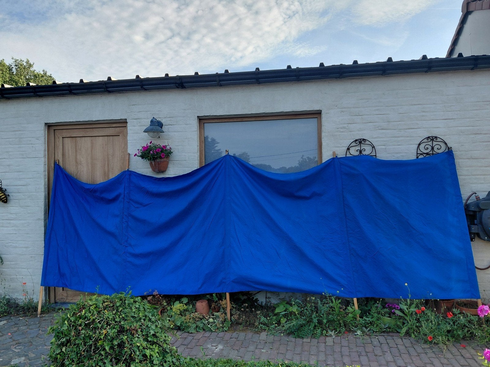 Blauw windscherm, Caravans en Kamperen, Ophalen