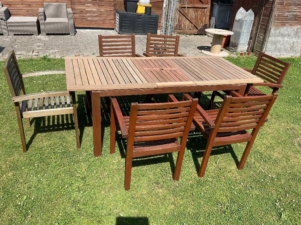 Tuinset 1m60- uitschuifbaar tot 2m00 +6stoelen, Ophalen, Stoel, Tuinset