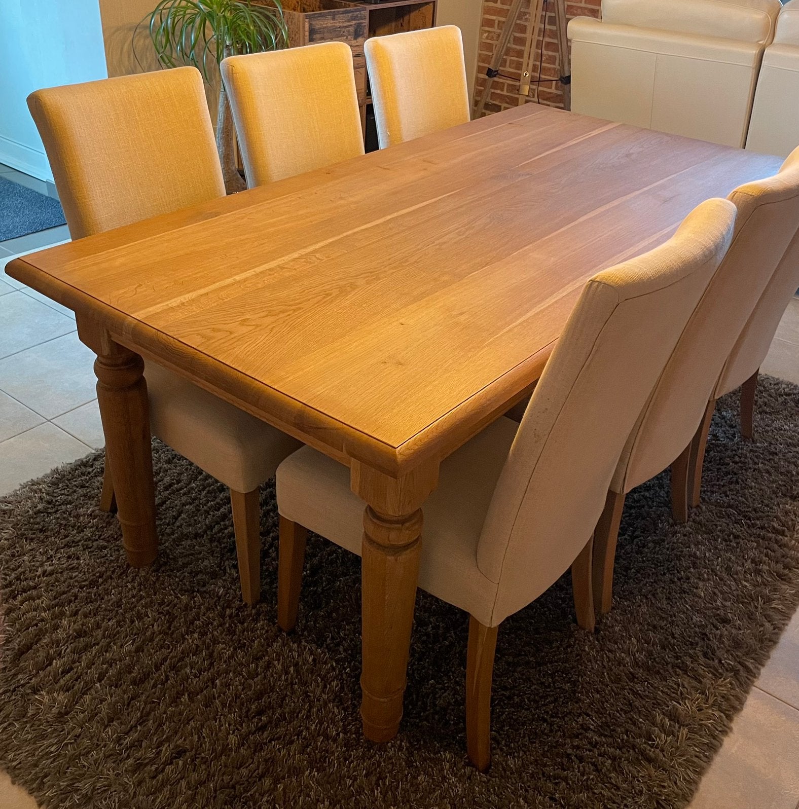Eiken eettafel + 6 stoelen, Ophalen, Gebruikt