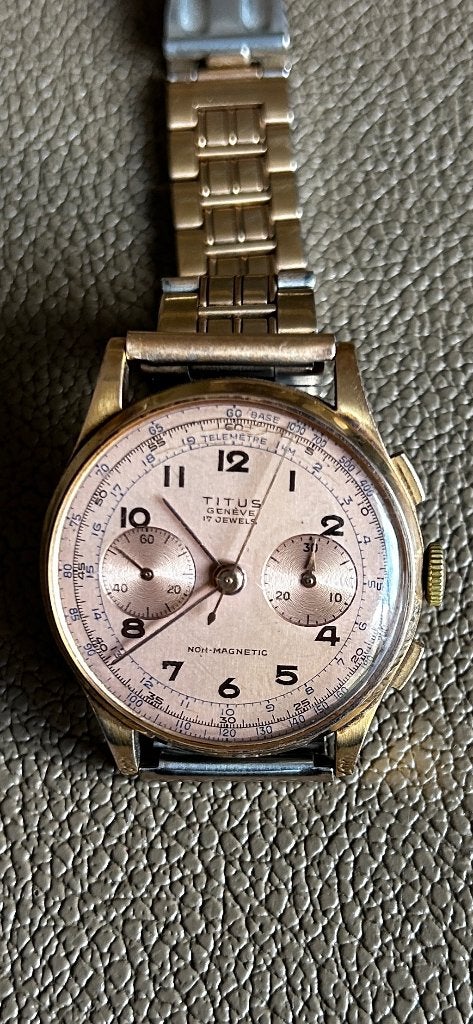 TITUS chronograph Genève, Gebruikt, Polshorloge, Overige materialen, Goud