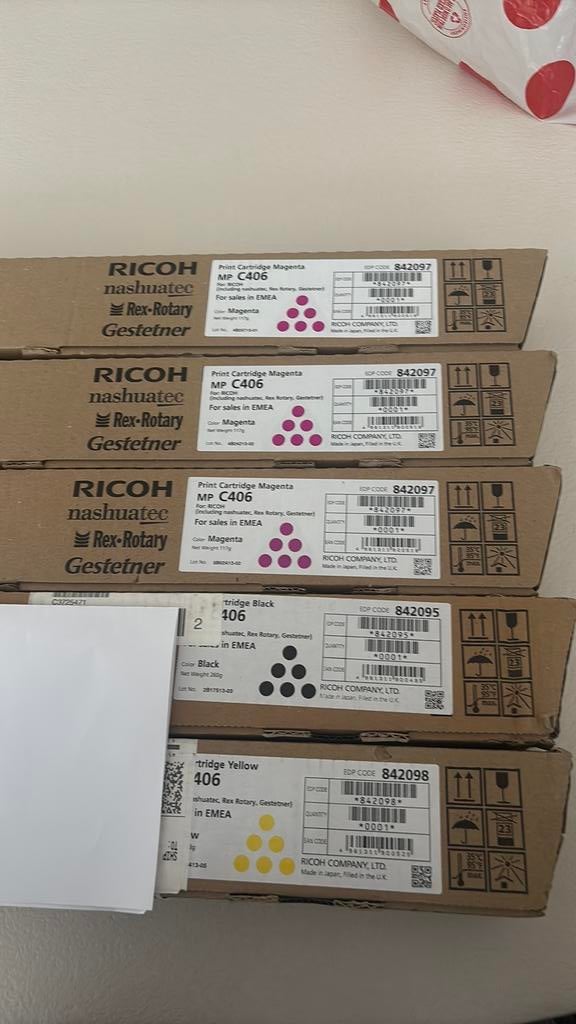 Inkt cartouches ricoh mp c406, Ophalen, Nieuw, Cartridge, RICOH