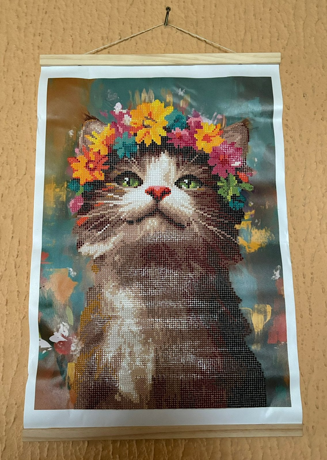 Tableau fait main avec chat  – effet 3D – 53/37 cm, Maison & Meubles, Enlèvement ou Envoi, Neuf, Imprimé, 50 à 75 cm