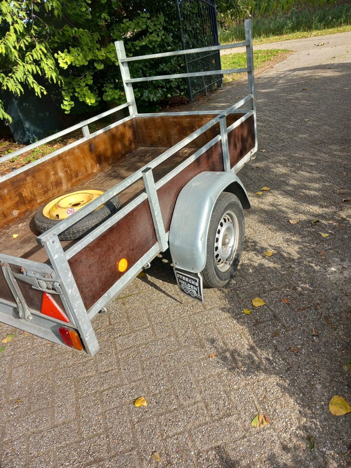 Stevige aanhangwagen enkelasser – reservewiel –, Auto diversen, Ophalen of Verzenden, Zo goed als nieuw