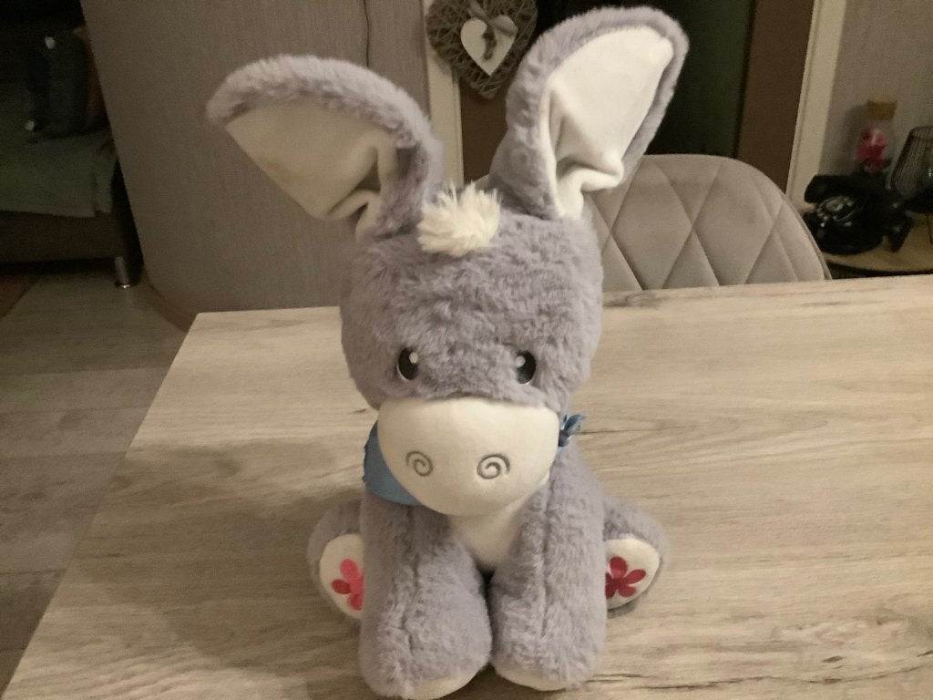 Jouet pour bébé en peluche âne (Moves) (35 cm), Enlèvement ou Envoi, Overige karakters, Autres marques, Moyen (20 à 80 cm)