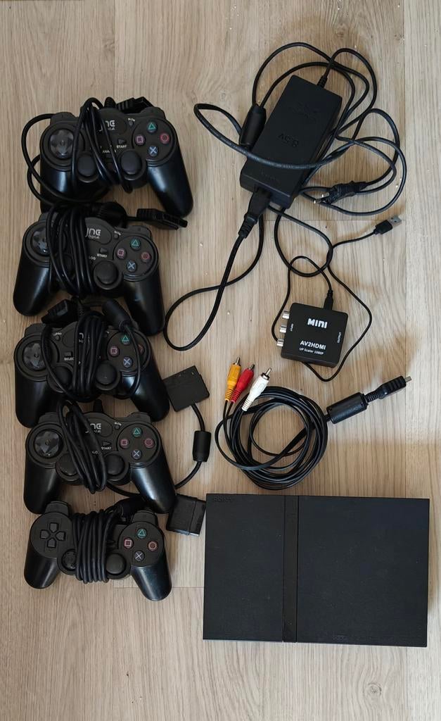 PlayStation 2 Pakket - 5 Controllers - HDMI Adapter, Ophalen