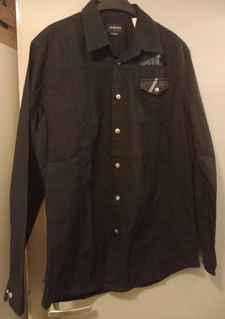 Chemise noire ENERGIE style Utility / Vintage ., Tour de cou 43/44 (XL), Comme neuf, Enlèvement, ENERGIE