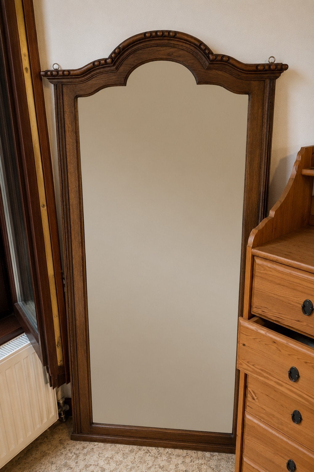 Massief eiken passpiegel / halspiegel – 190 x 65 cm, Ophalen