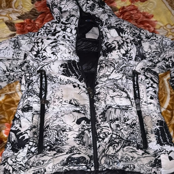 Moncler Grenoble Coulmes Print Jacket, Enlèvement, Comme neuf, Taille 52/54 (L), Blanc