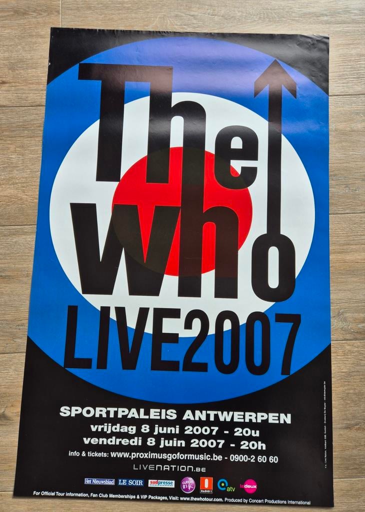 Concert poster The Who 2007 Sportpaleis Antwerpen, Ophalen of Verzenden, Zo goed als nieuw, Muziek