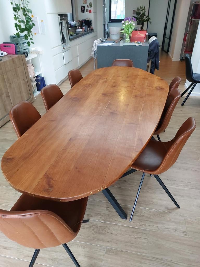 8 lederen kuipstoelen - eetkamer, Enlèvement