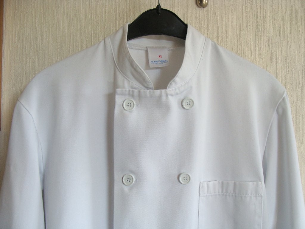 veste blanche, mixte, Horeca, Au Bleu Sarrau, taille XS, Au Bleu Sarrau, Enlèvement ou Envoi, Comme neuf, Blanc
