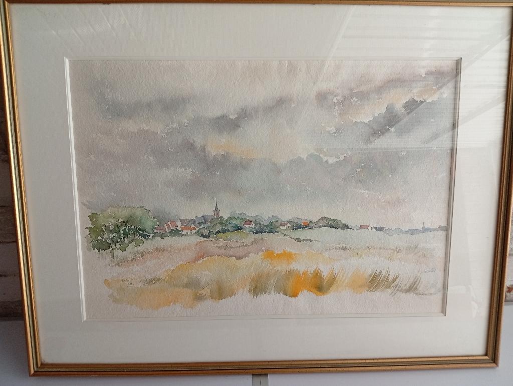 Aquarelle Originale . Jo TOLLET Vue de Bossut (Grez-Doiceau), Antiquités & Art, Art | Peinture | Classique, Enlèvement