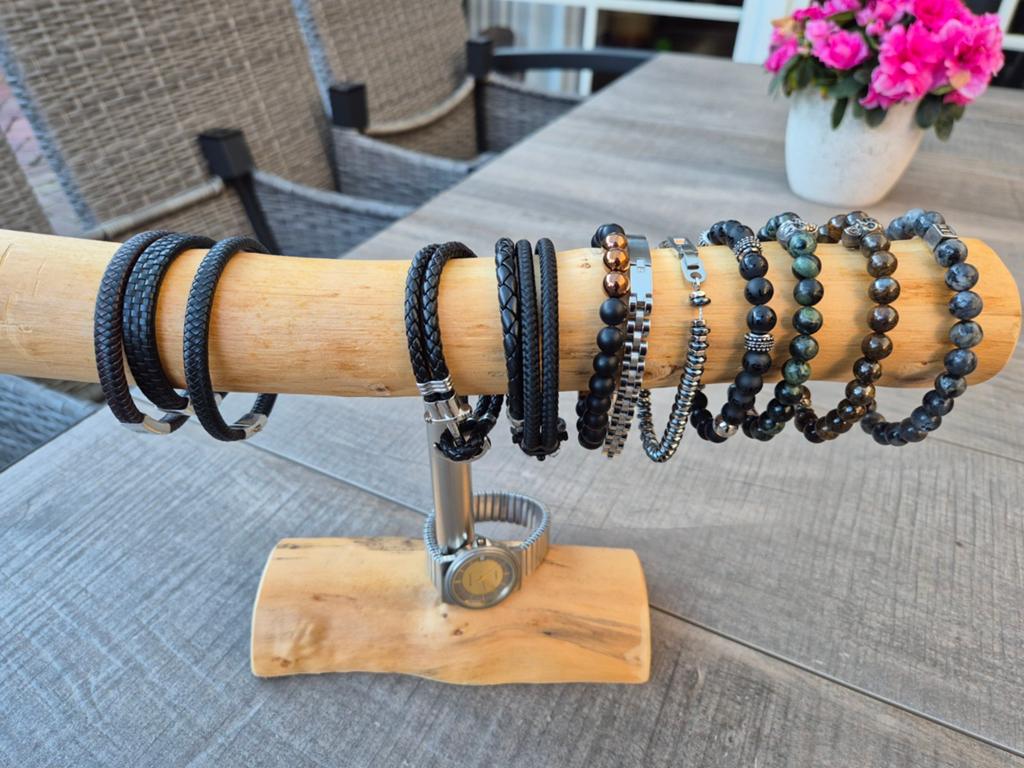 Heren armbanden., Handtassen en Accessoires, Ophalen, Zilver, Leer