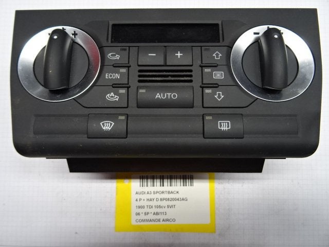 BEDIENINGSPANEEL AIRCO A3 Sportback (8PA) (8P0820043AG), Gebruikt, Audi